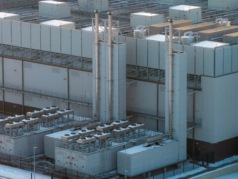 Data center with server farms and advanced hvac units, modern compute infrastructure and cloud technology, Warszawa, Wojewodztwo mazowieckie, Poland.