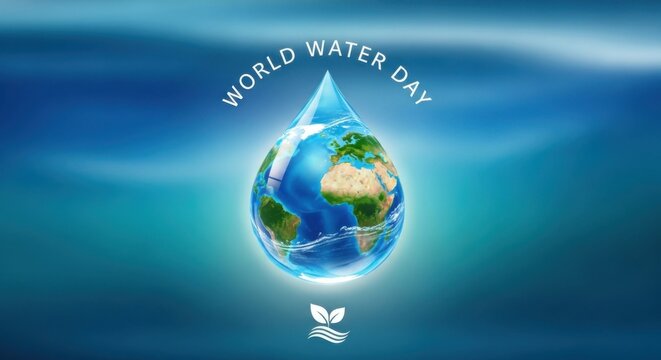 World Water Day, Earth in a water drop on ocean background