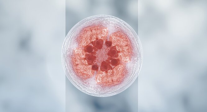 Tissue sample microphotograph showing mitosis in healthy cells with copyspace