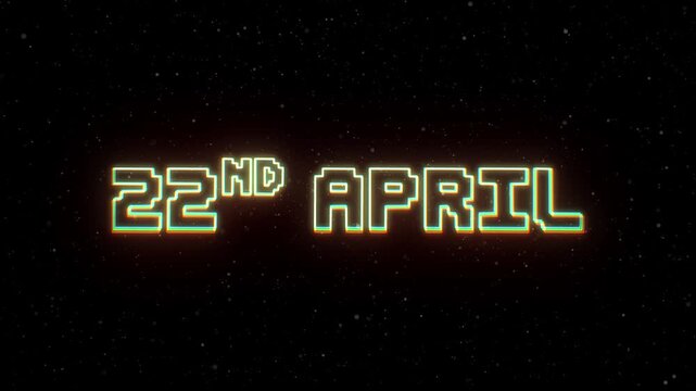 22nd April Neon text with retro style