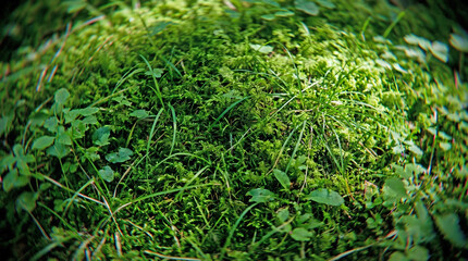 Green moss and forest vegetation close up natural organic background texture © Lera Kozlova