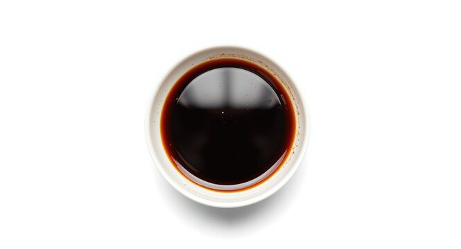 Soy sauce bowl with rich flavor isolated on white background