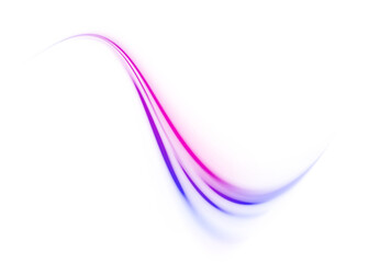 Naklejka premium Radiance loops hover over dark asphalt roads, scattering neon particle dust along curved trails. Motion blur emphasizes acceleration. Futuristic abstract effect isolated in PNG.