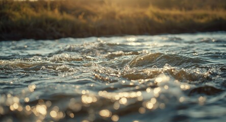 Fototapeta premium river and bore water slow-motion scenes aiding crop survival on dry grassland