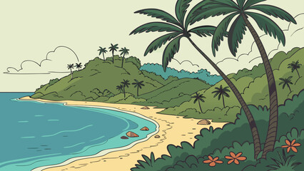 tropical island with palm trees