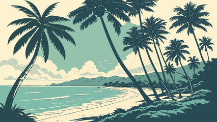 vector illustration of a tropical beach