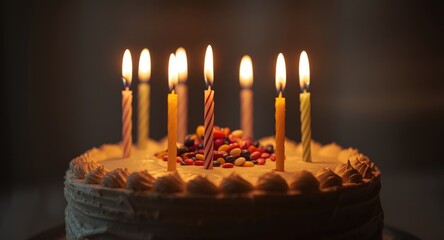 Three merry girls enjoying a delicious cake featuring bright candles at a festive occasion