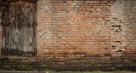 Rustic facade of old brick wall texture background with distressed look