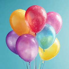 Colorful Pastel Balloon Cluster Celebration Background Generative AI