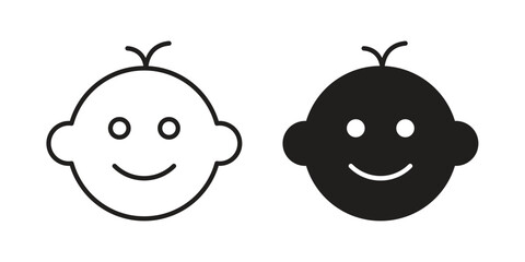 Obraz premium Child face icons simple design. Vector illustration for web ui