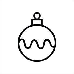 Obraz premium Christmas bauble outline icon. Holiday tree ornament vector illustration.
