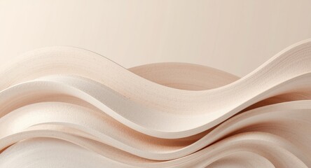 Obraz premium Neutral palette abstract wave backdrop with smooth curved layers and textured surfaces plus copy space