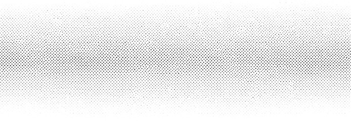 Horizontal halftone gradient texture with black dots and grunge noise on transparent background for banner design and creative border effect vector illustration in vintage comic style © Mohammod Foysal SSF.