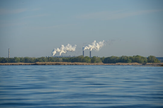 Poltava Mining and Processing Plant viewed from the Dnieper River