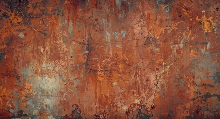 Fototapeta premium Corroded metallic surface background showing distressed texture and copy space