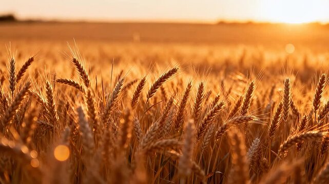 Golden wheat field at sunset