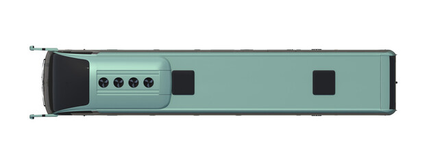 Top view of a teal coach bus with visible roof details and windows © changnam37