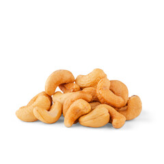 Fototapeta premium Roasted Cashew Nuts Pile on White Background, Healthy Snack