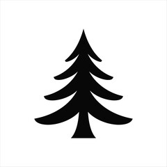 Obraz premium Pine tree silhouette icon. Evergreen fir forest symbol vector illustration.