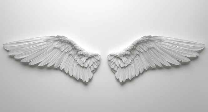 White pure angular wings isolated on a clean plain background
