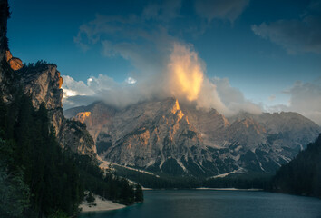 View Jagged Mountains Rise Majestically