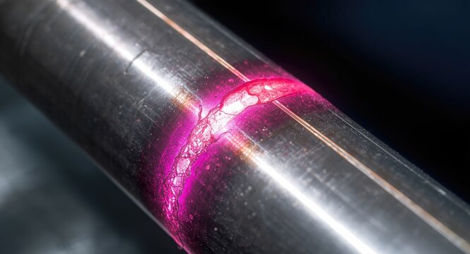 Non destructive liquid penetrant testing focusing on surface defects in stainless steel pipe welds