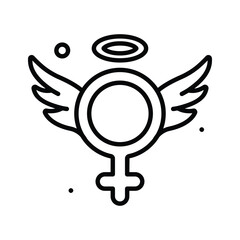 Naklejka premium Graceful line icon of angel for womens day celebration theme