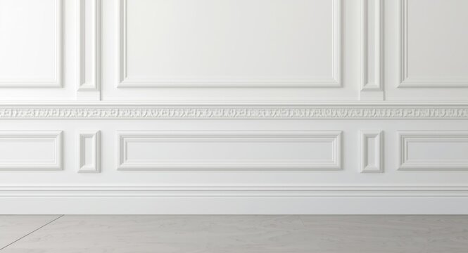 Smooth white backdrop presenting refined gypsum cornice alongside sculpted decorative molding