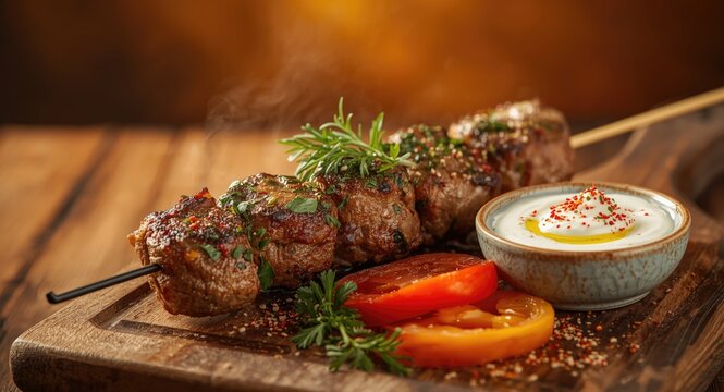 Traditional Mediterranean lula kebab enhanced by fresh herb flavors