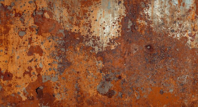 Orange rust pattern on metal texture suitable for artistic project backgrounds and decor
