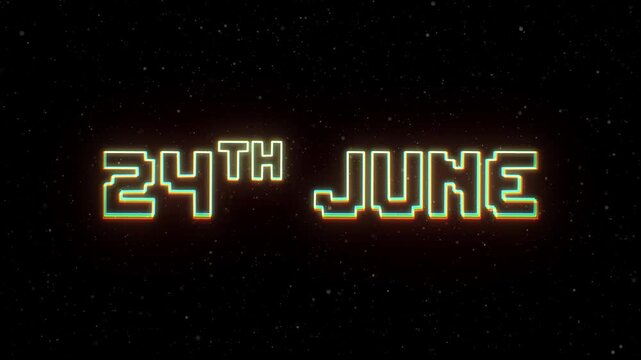 24th June Neon text with retro style