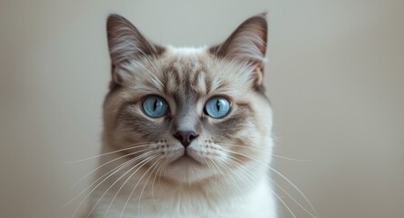 Obraz premium Precious cat featuring vivid blue eyes and calm expression