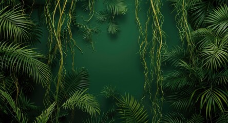 Obraz premium Tropical vines and fronds composing a calm green space