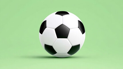 Naklejka premium Classic black and white soccer ball on green background