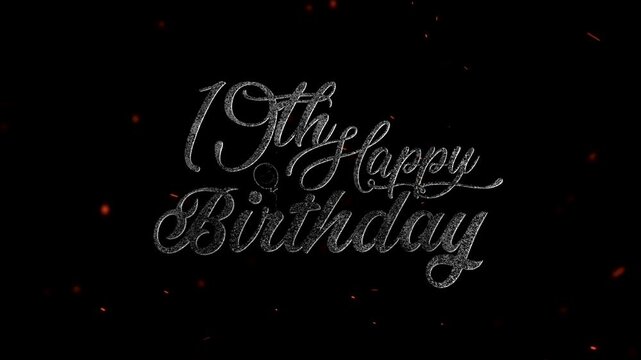 19th Happy birthday Elegant cursive number nineteen graphic design with sparkles and confetti effects for celebration party decoration