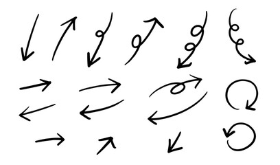 Fototapeta premium ペンの手書きの矢印セット_黒