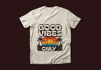Good Vibes Only Retro Sunset T Shirt Design