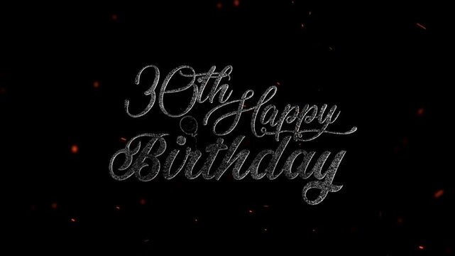 30th Happy birthday Elegant cursive thirty first birthday celebration design with confetti sparkles and floating balloon