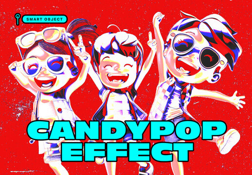 Vibrant Candy Pop Cartoon Photo Effect Template