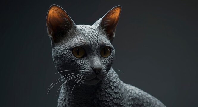 One of a kind hand created cat model with textured finish