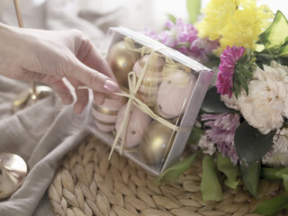 Pastel Easter Gift Box with Floral Bouquet
