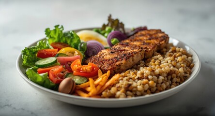 Fototapeta premium A creative and balanced meal plate with assorted components
