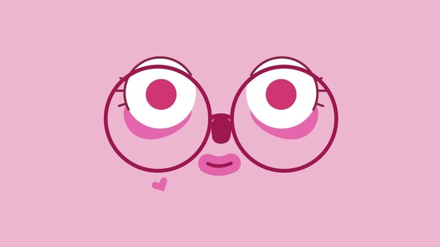 Animated vector stylized face loop. Expressive character with emotions and facial gestures, perfect for social media, explainer videos, and modern motion graphics on a clean background