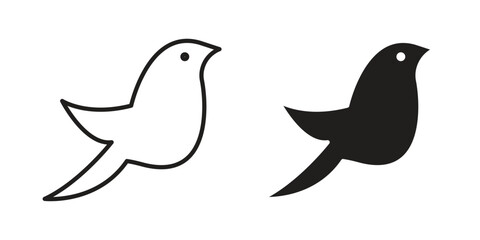 Obraz premium Swallow icon concept. Thin line symbol. Vector illustration isolated. Editable stroke.