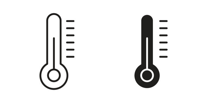 Thermometer icon concept. Thin line symbol. Vector illustration isolated. Editable stroke.
