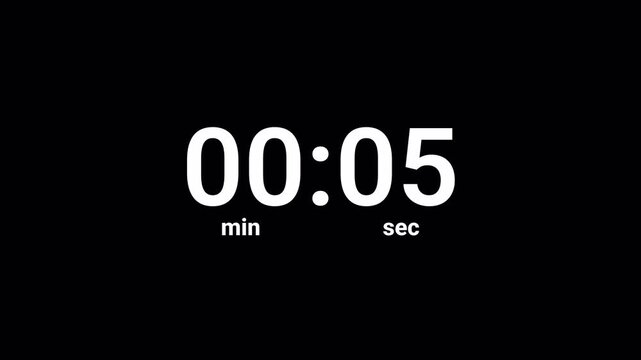  10 second countdown timer animation from 10 seconds to 0 seconds on a transparent background, ten second countdown timer from zero to ten with alpha channel for intro and filming.