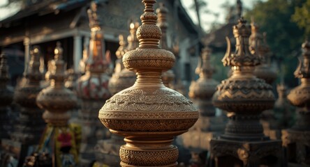 Cultural artistry of Malay tops with handcrafted gasing highlighted in traditional village