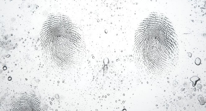 Visible fingerprints and smudges on smooth surface under bright lighting