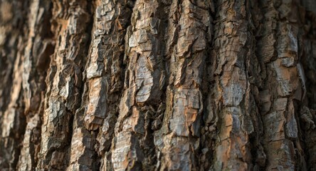Obraz premium Detailed close-up of tree bark showing intricate natural textures and color variations