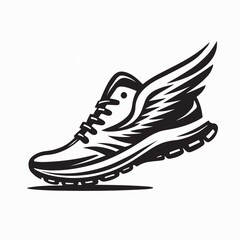 Athletic Winged Shoes Logo Vector Illustration On White Background © Edo